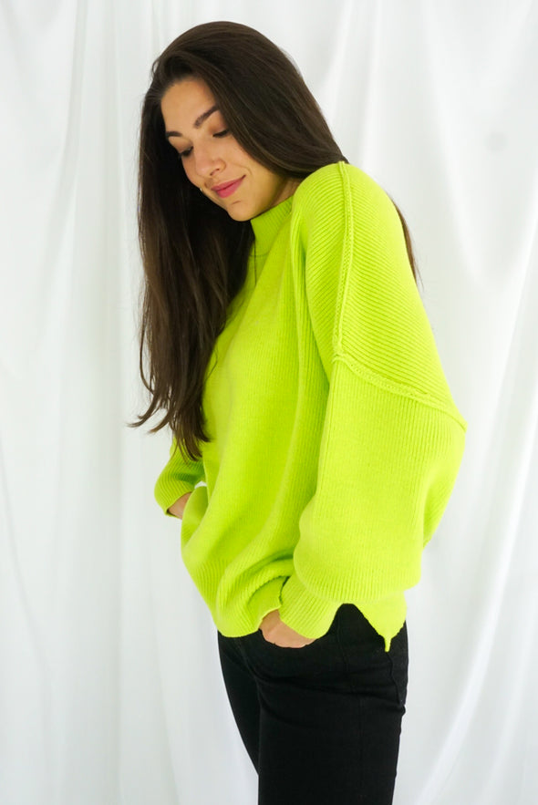 Nikki Oversized Sweater | Lime - We’re About That