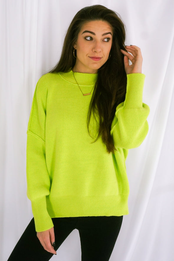 Nikki Oversized Sweater | Lime - We’re About That