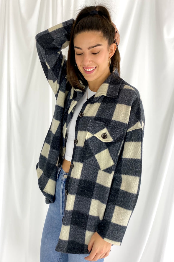 Kekes Oversized Flannel | Navy - We’re About That