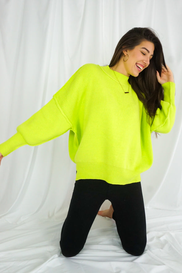 Nikki Oversized Sweater | Lime - We’re About That