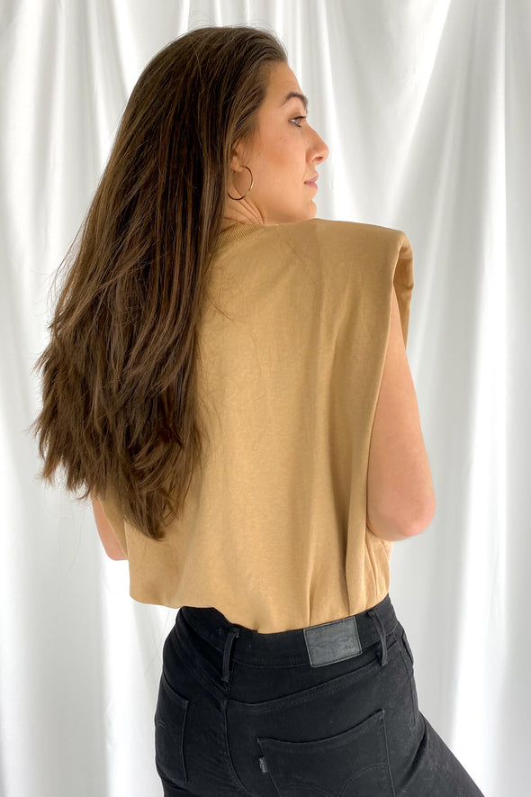 Not So Basic Padded Muscle Tee | Camel - We’re About That