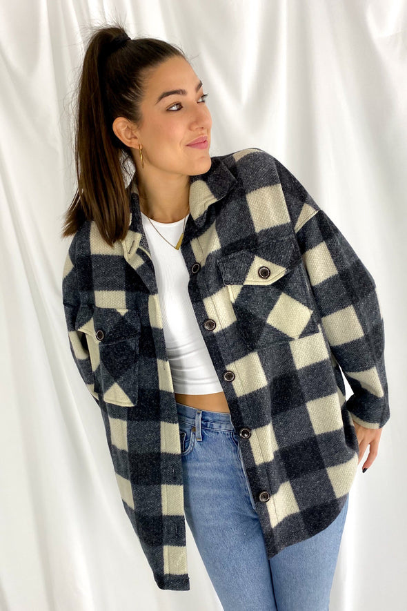 Kekes Oversized Flannel | Navy - We’re About That