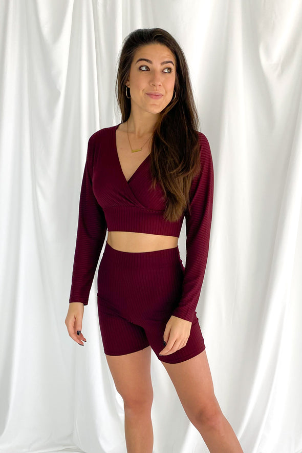 Briana Biker Short Set | Wine - We’re About That