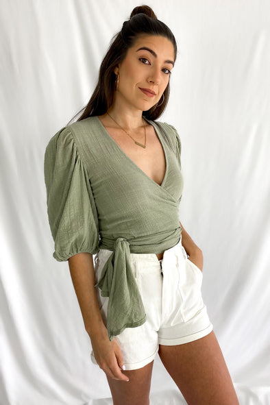 Bonita Wrap Top | Sage - We’re About That