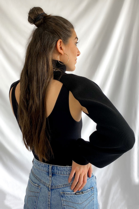 Top It Off Extra Cropped Sweater | Black - We’re About That