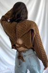 Sylvia Tie Back Cable Knit Sweater | Brown - We’re About That