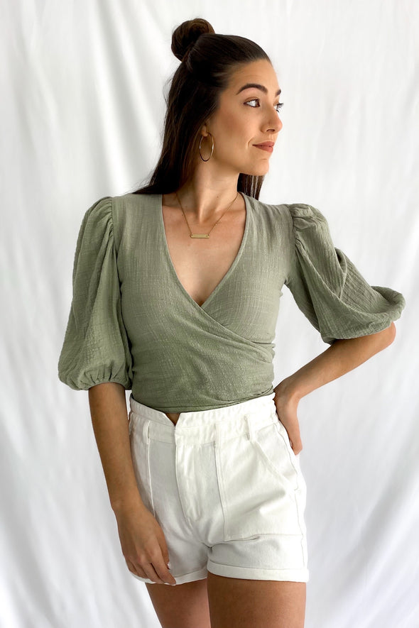 Bonita Wrap Top | Sage - We’re About That