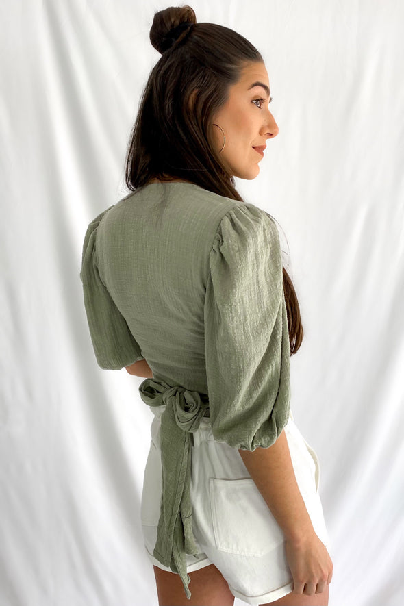 Bonita Wrap Top | Sage - We’re About That