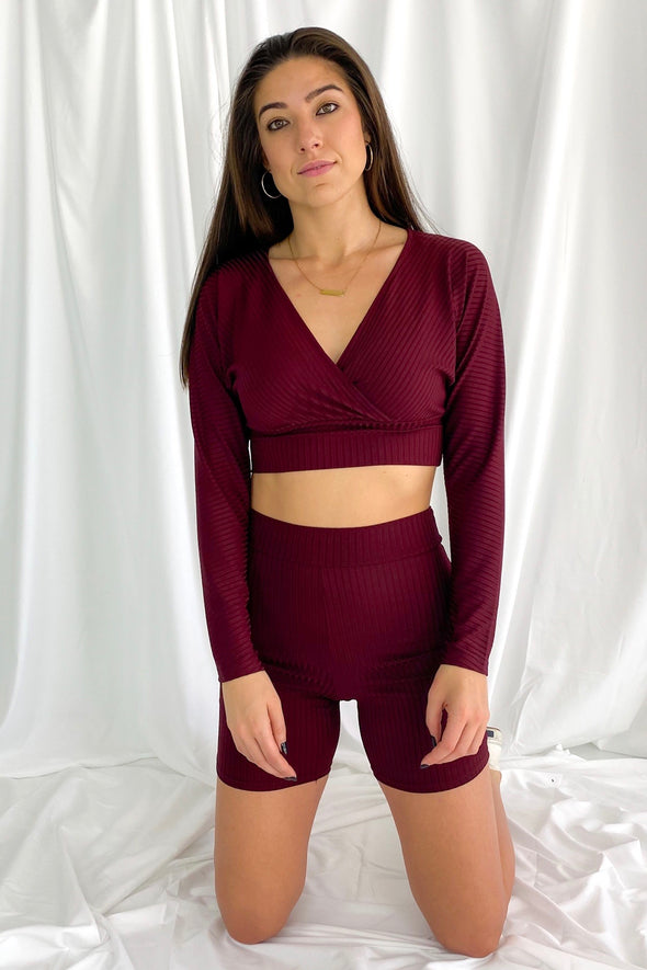 Briana Biker Short Set | Wine - We’re About That