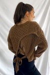 Sylvia Tie Back Cable Knit Sweater | Brown - We’re About That